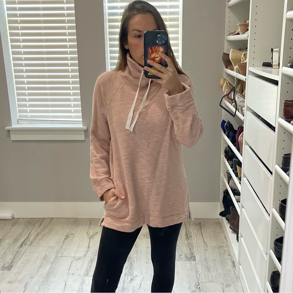 J. Crew French Terry Cotton Funnel Neck Pullover